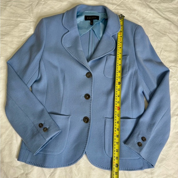 ESCADA Cashmere Blend Blazer 42 Skylight Blue Wool Tailored Jacket EU 42 US 12 - Picture 11 of 15